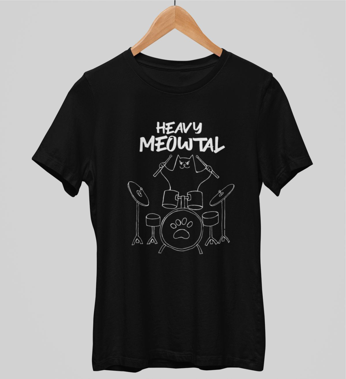 Czarna UNISEX koszulka Heavy meowtal