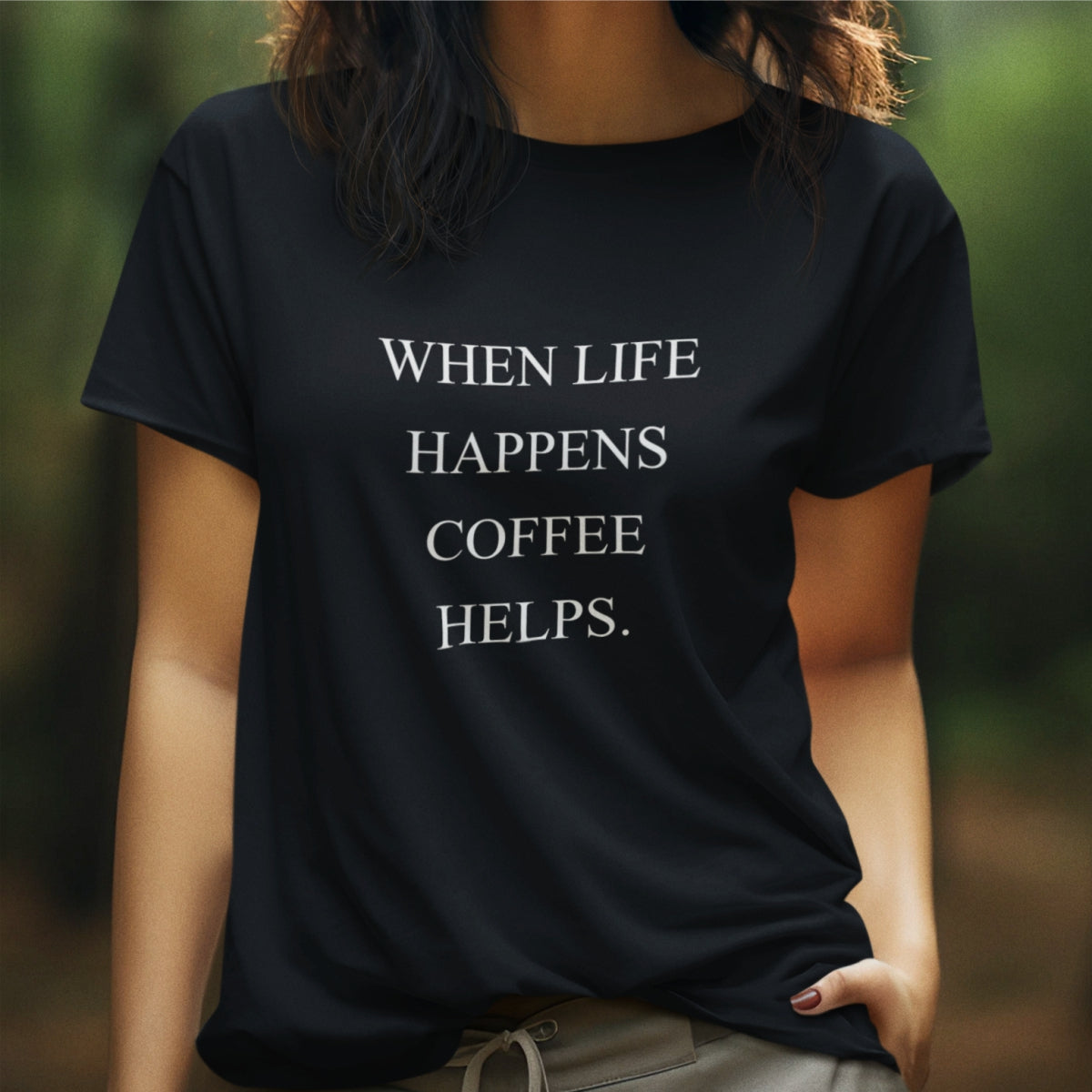 Czarny UNISEX T-shirt "When life happens"