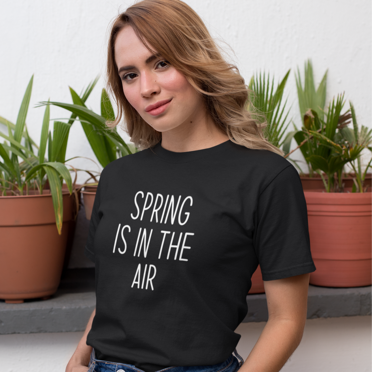 Czarna UNISEX koszulka Spring is in the air