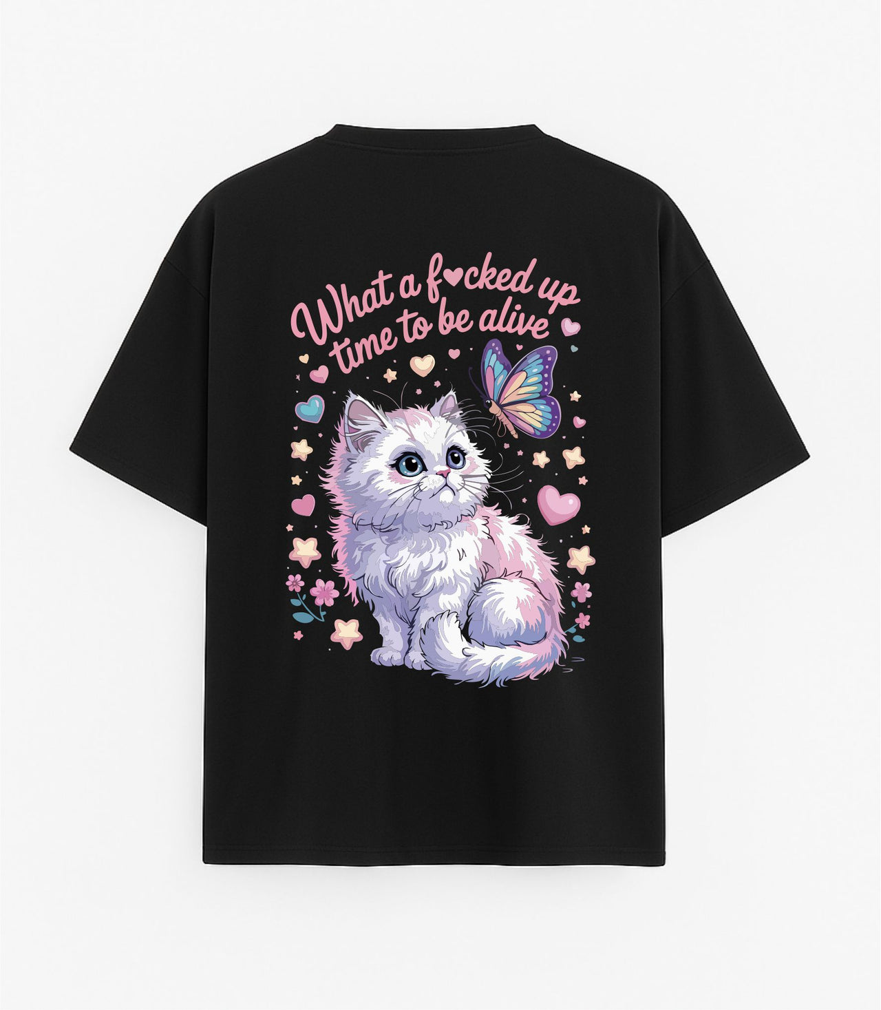 Duża czarna koszulka „Co za czasy”