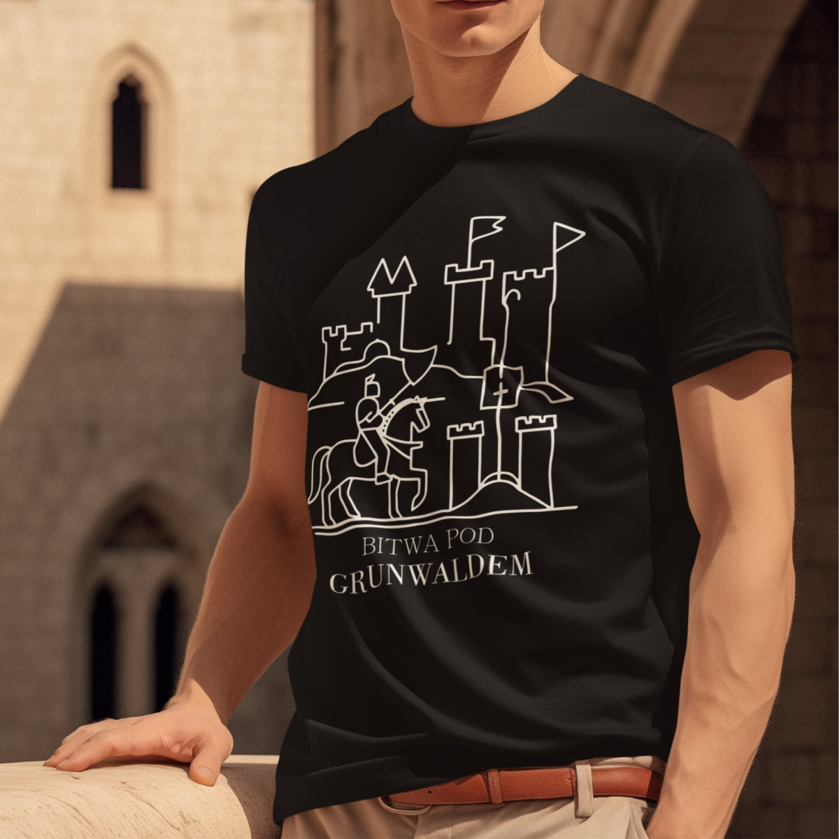 Czarna koszulka UNISEX "Bitwa pod grunwaldem kontury"