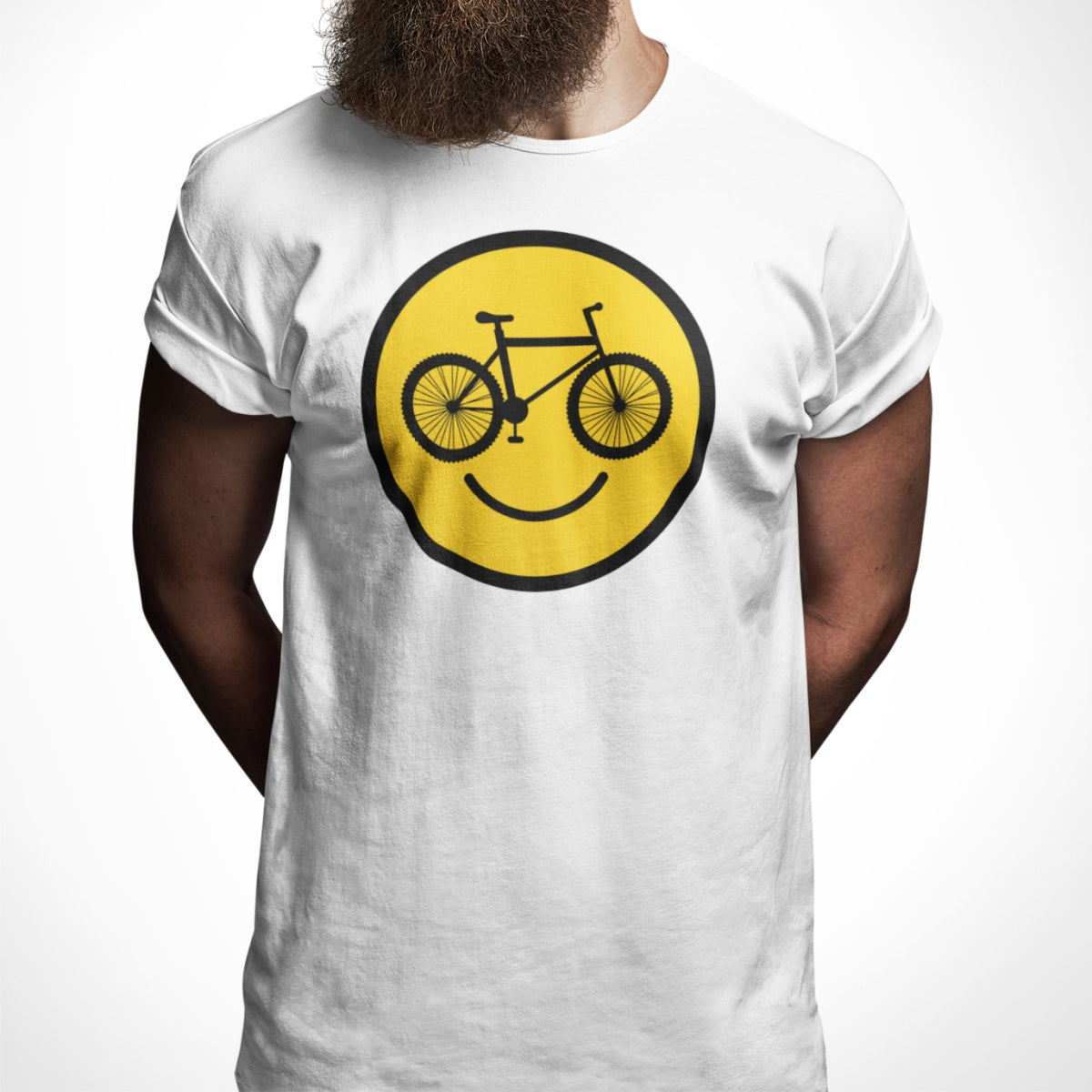 Biała UNISEX koszulka "Prowadzę z uśmiechem"