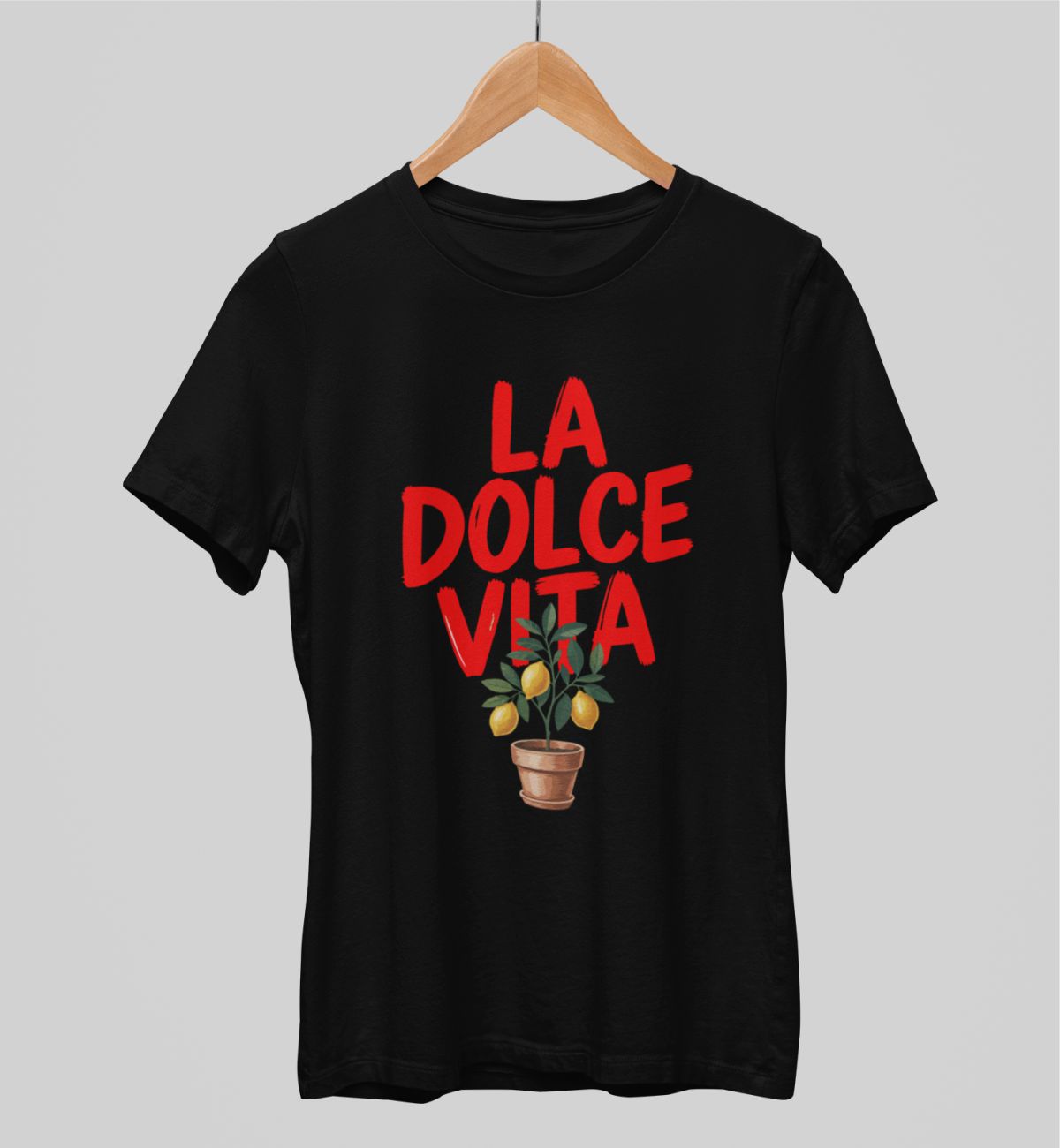 Czarna UNISEX koszulka La dolce vita