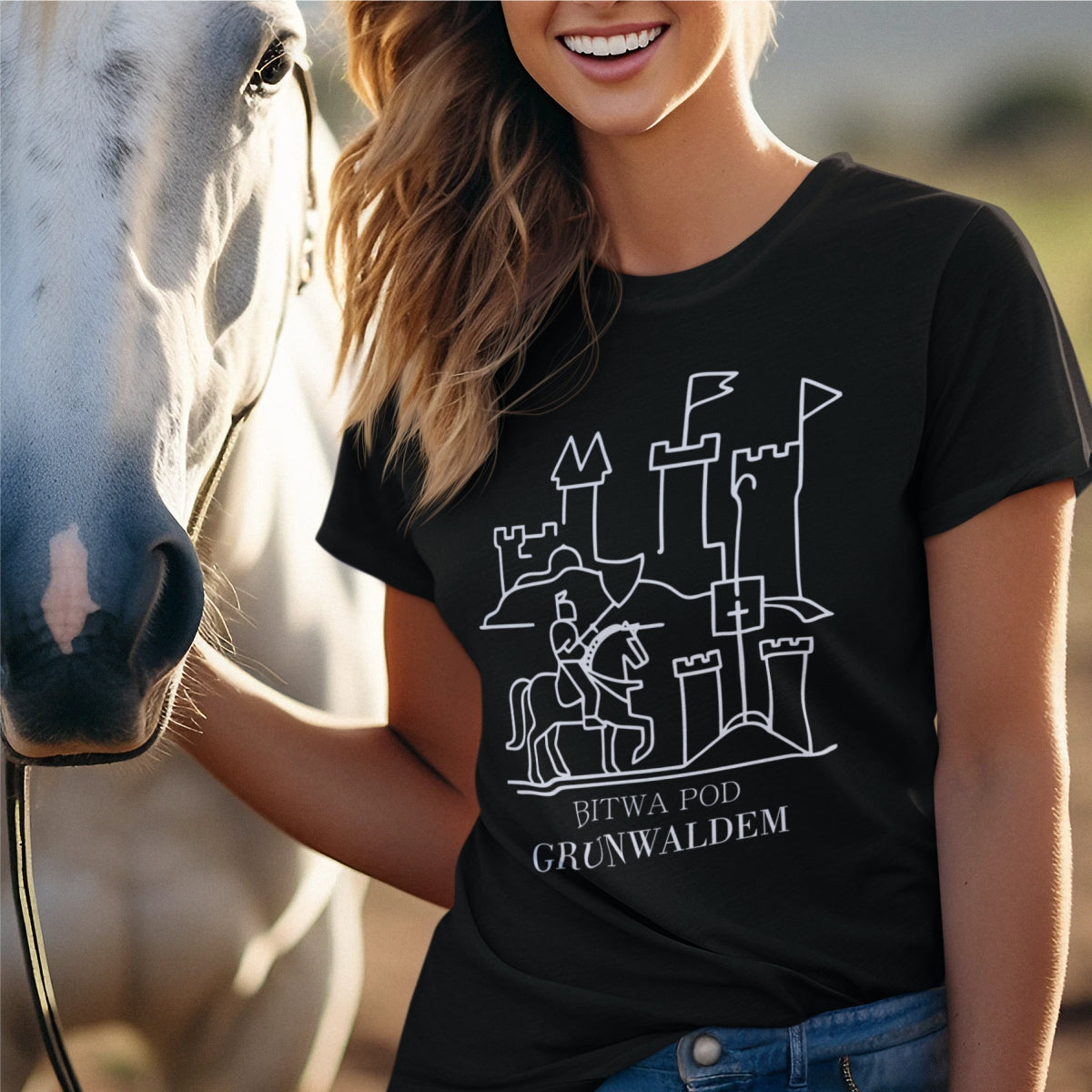 Czarna koszulka UNISEX "Bitwa pod grunwaldem kontury"