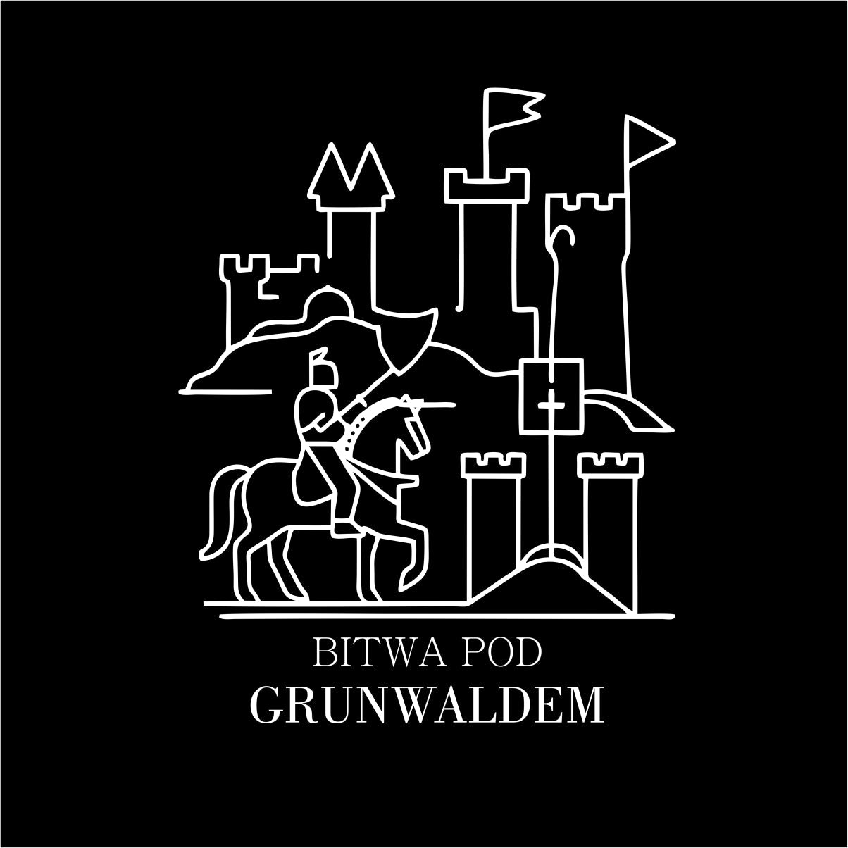 Czarna koszulka UNISEX "Bitwa pod grunwaldem kontury"