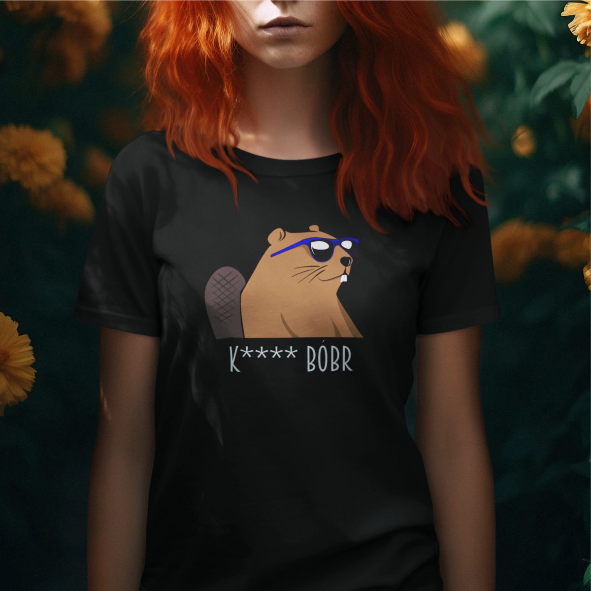 Czarna koszulka UNISEX "Bóbr"