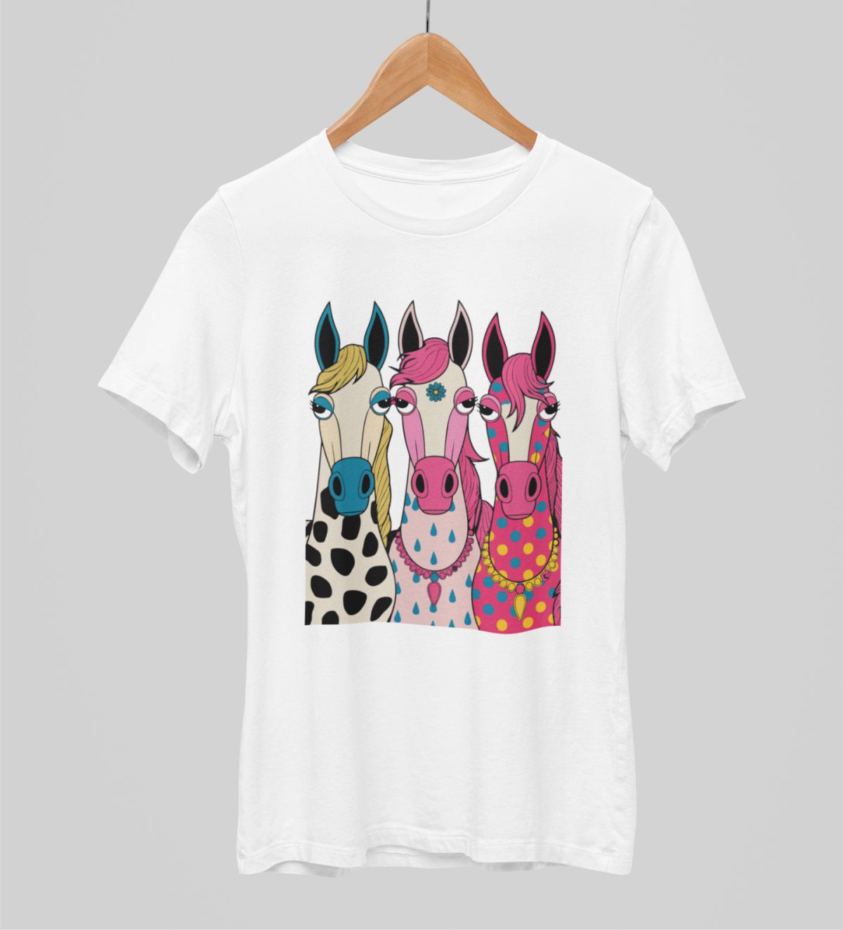 Białe koszulki UNISEX Koniki