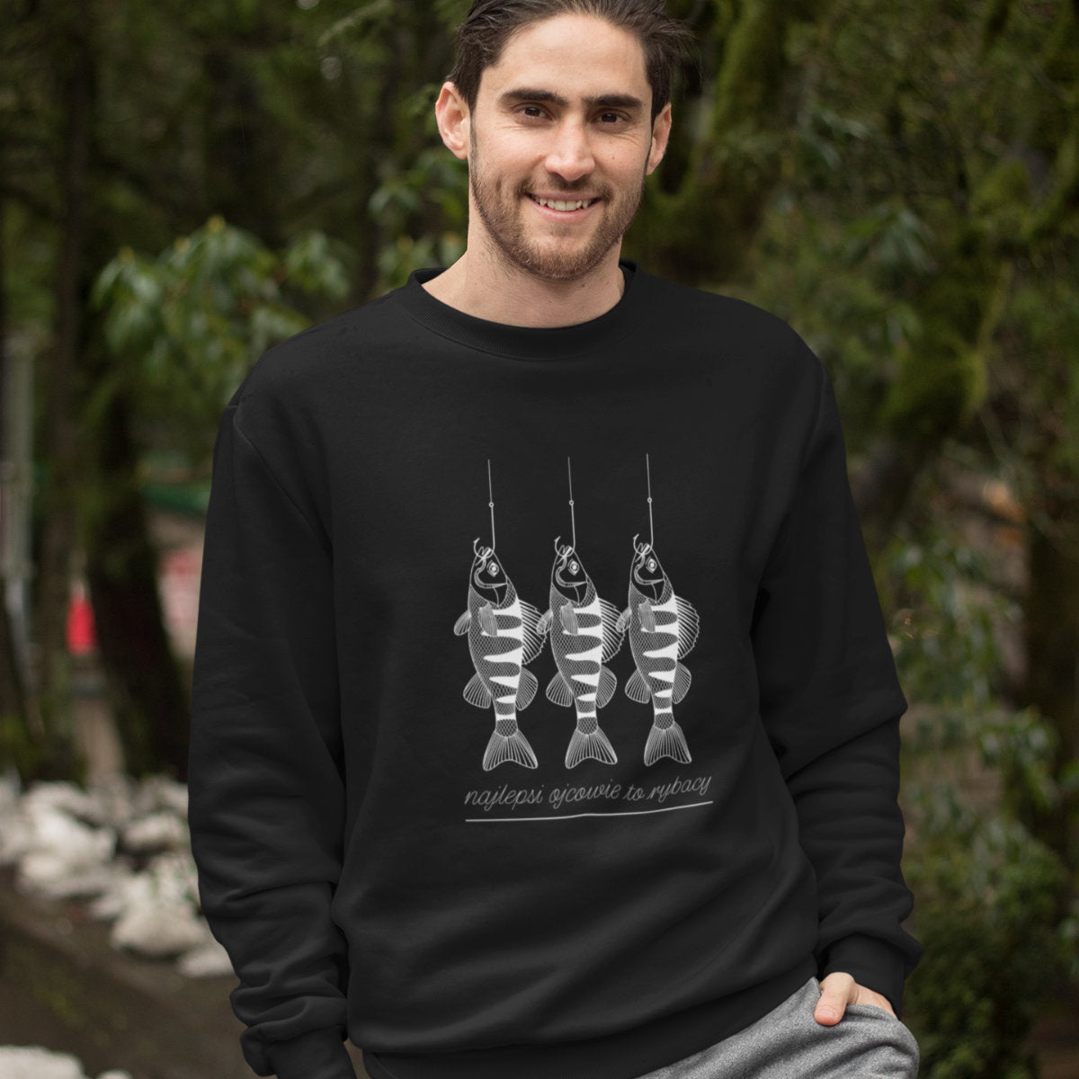 Bluza czarna Najlepsi ojcowie to rybacy