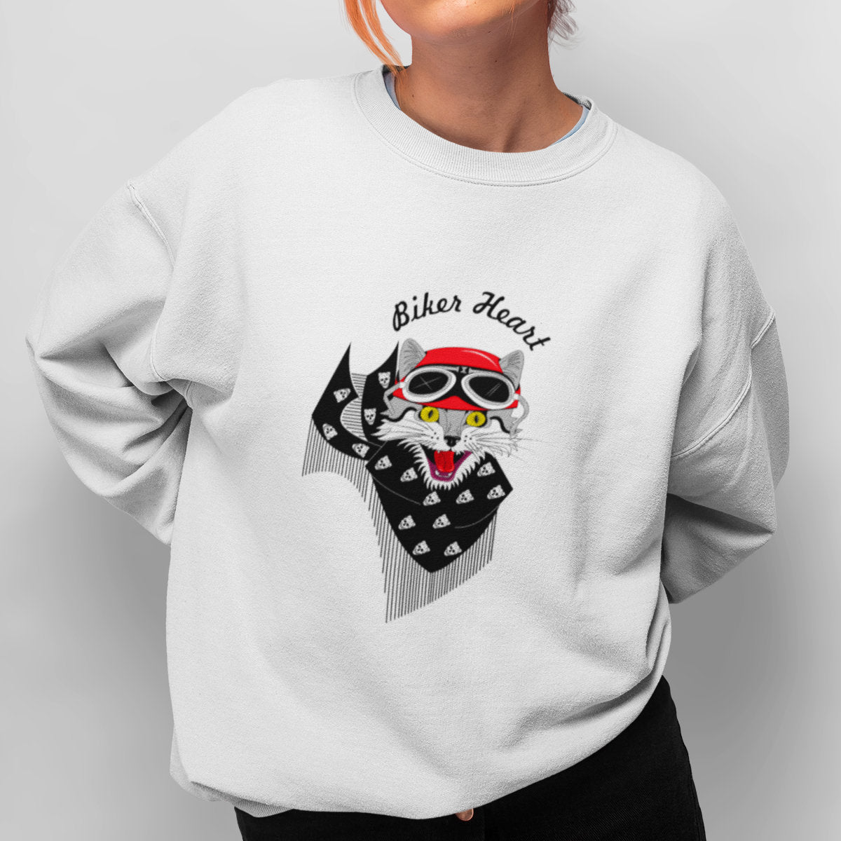 Biała bluza Biker heart