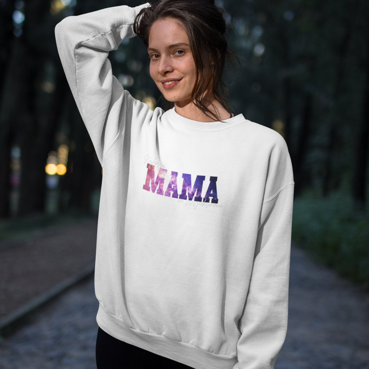 Biała UNISEX bluza Najlepsza mama we wszechświecie