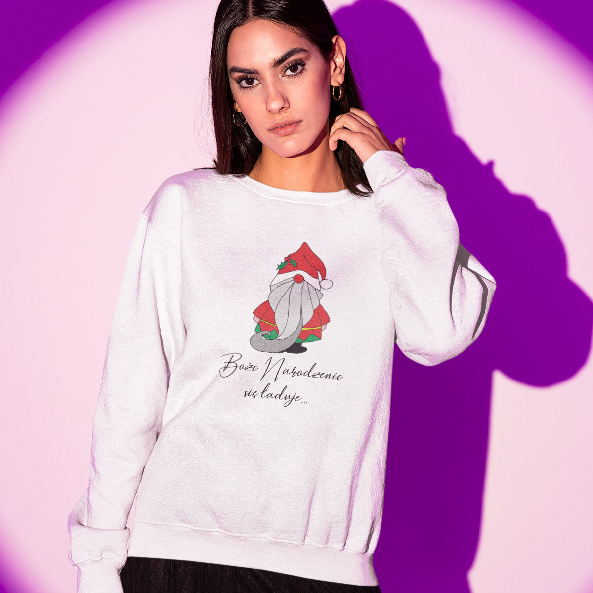 UNISEX Biała bluza Boże Narodzenie się ładuje