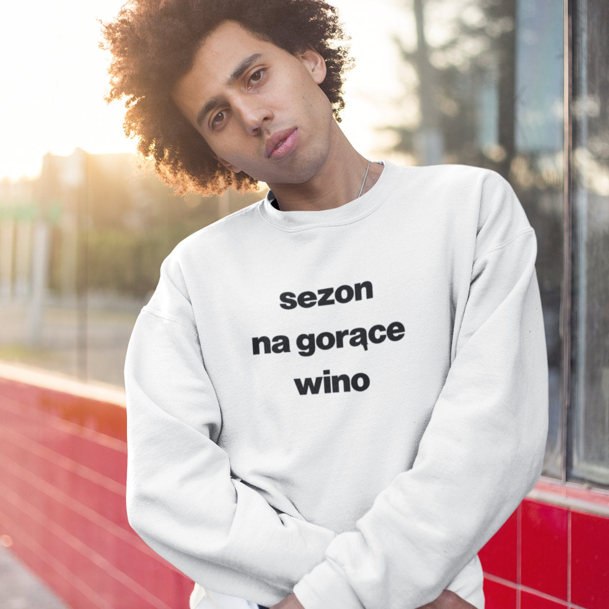 UNISEX Biała bluza Sezon na gorące wino