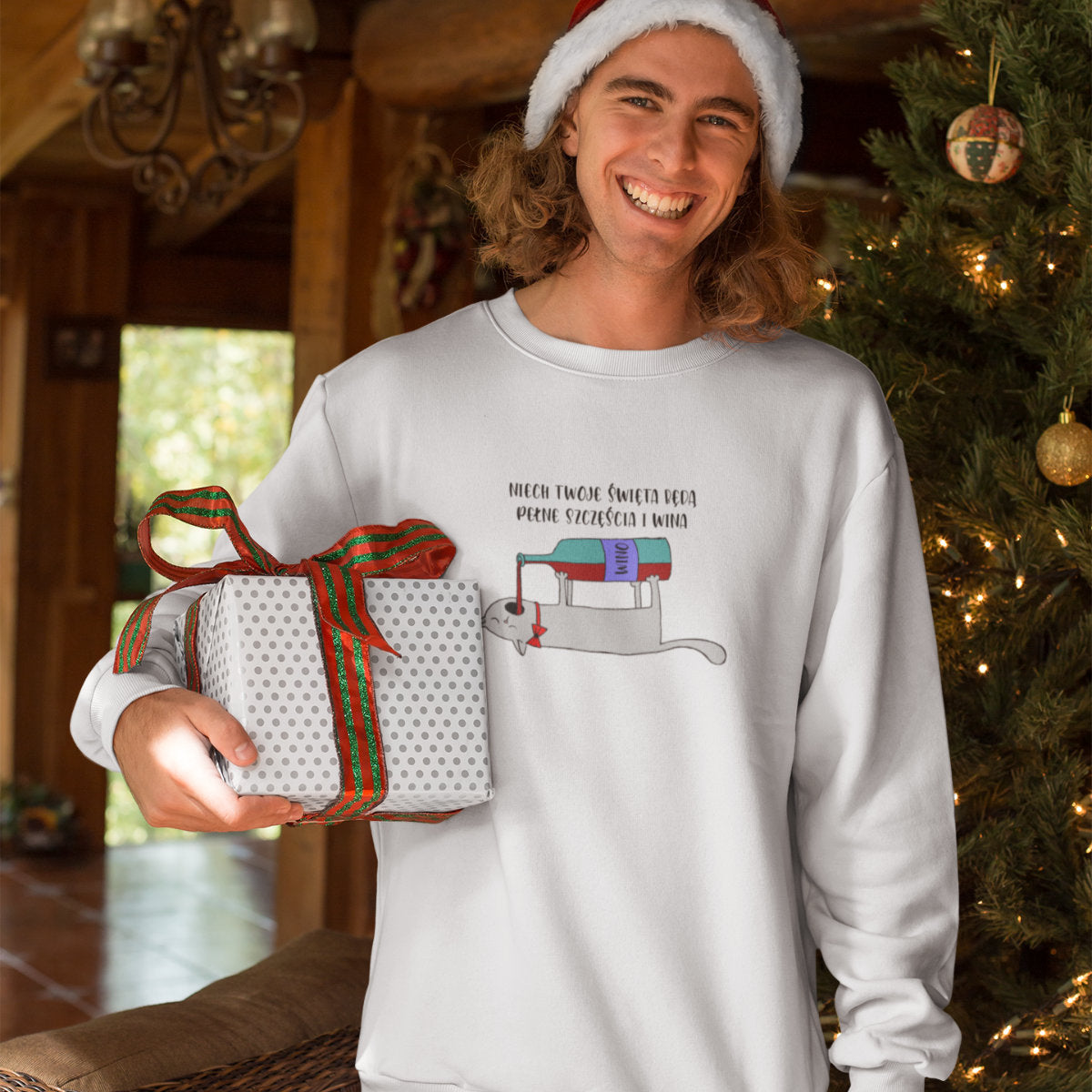 UNISEX Biała bluza Niech Twoje Święta