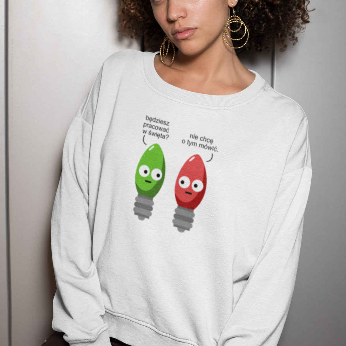 UNISEX Biała bluza Będziesz pracować w święta?