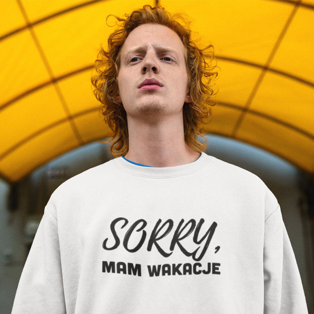 Biała UNISEX bluza Sorry, mam wakacje