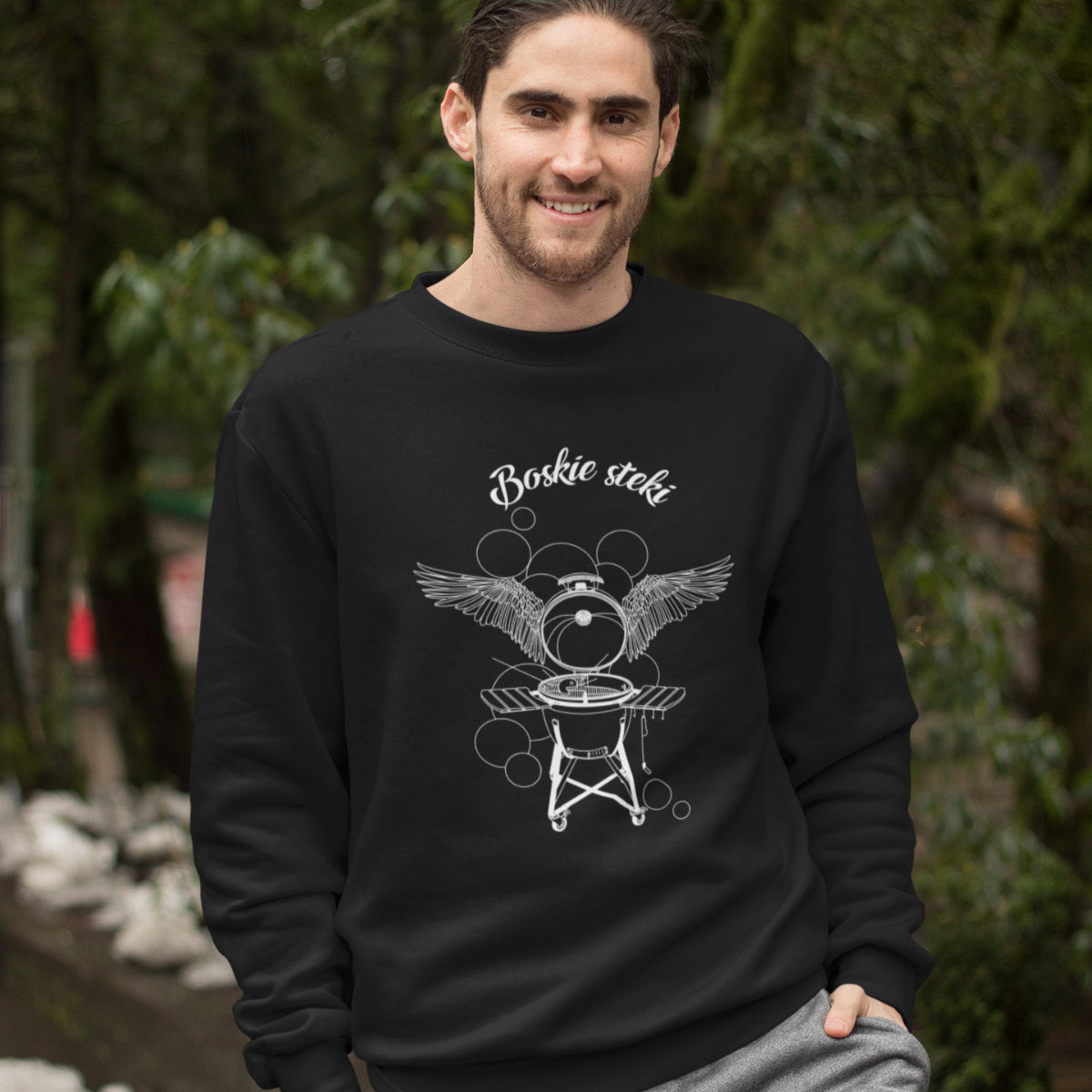 Czarna UNISEX bluza Boskie steki