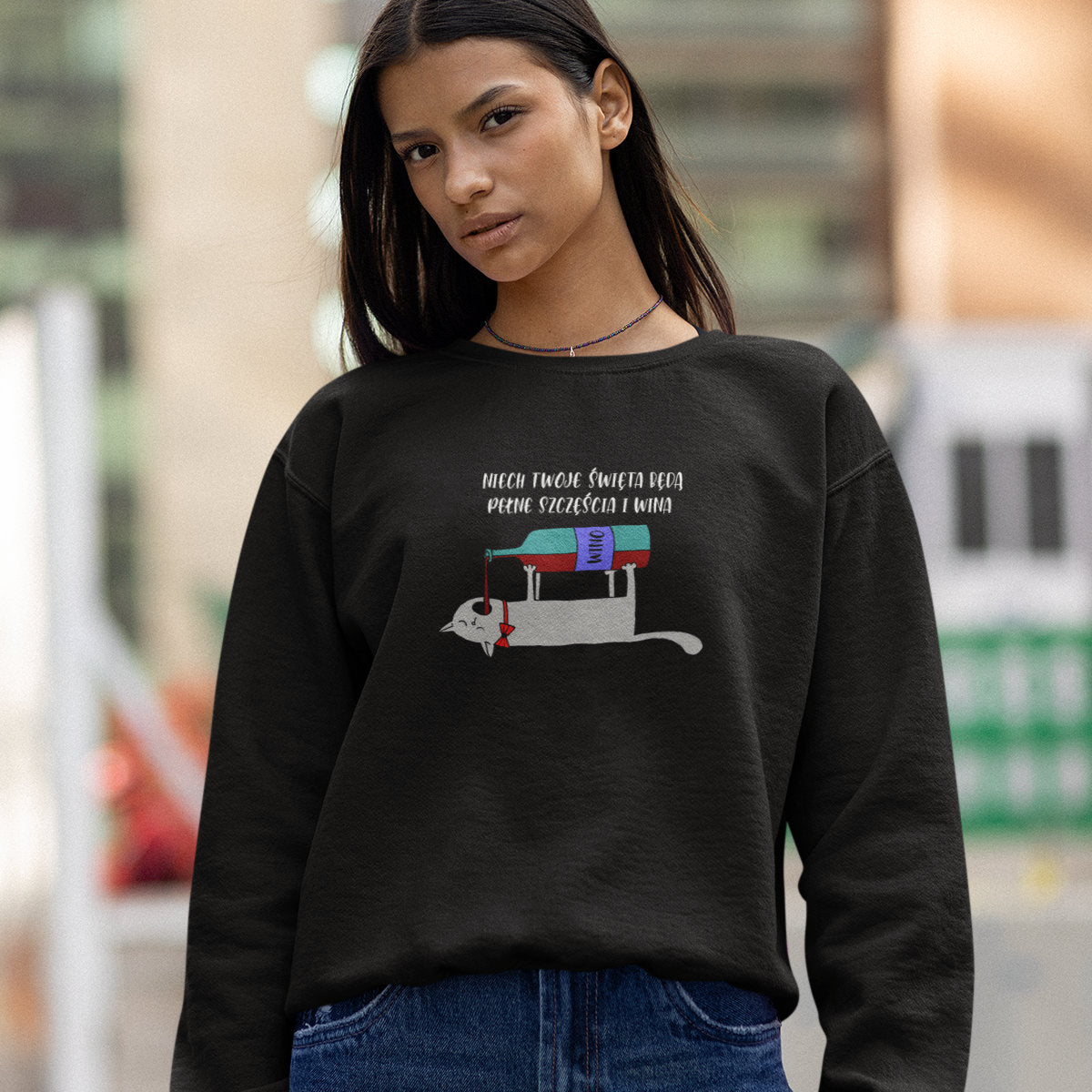 UNISEX Czarna bluza Niech Twoje Święta