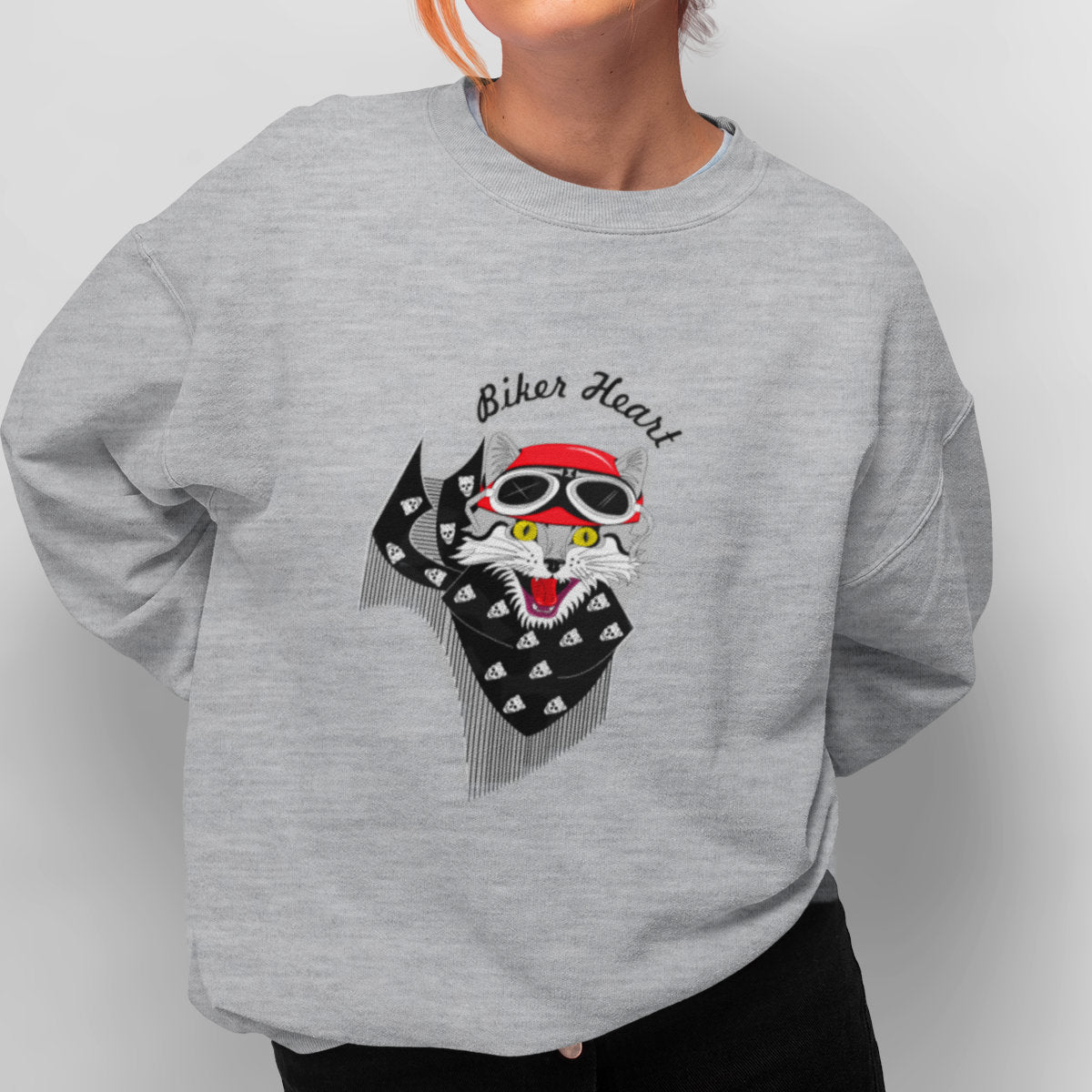 Bluza melanżowa szara Biker heart