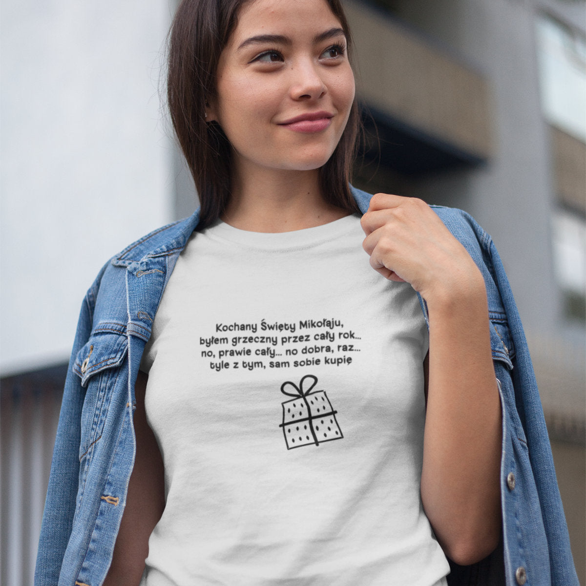 Biały UNISEX T-shirt Byłem grzeczny