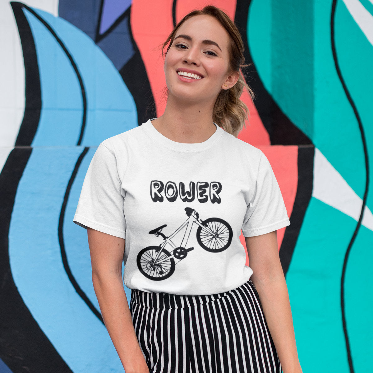 Biała UNISEX koszulka "ROWER"