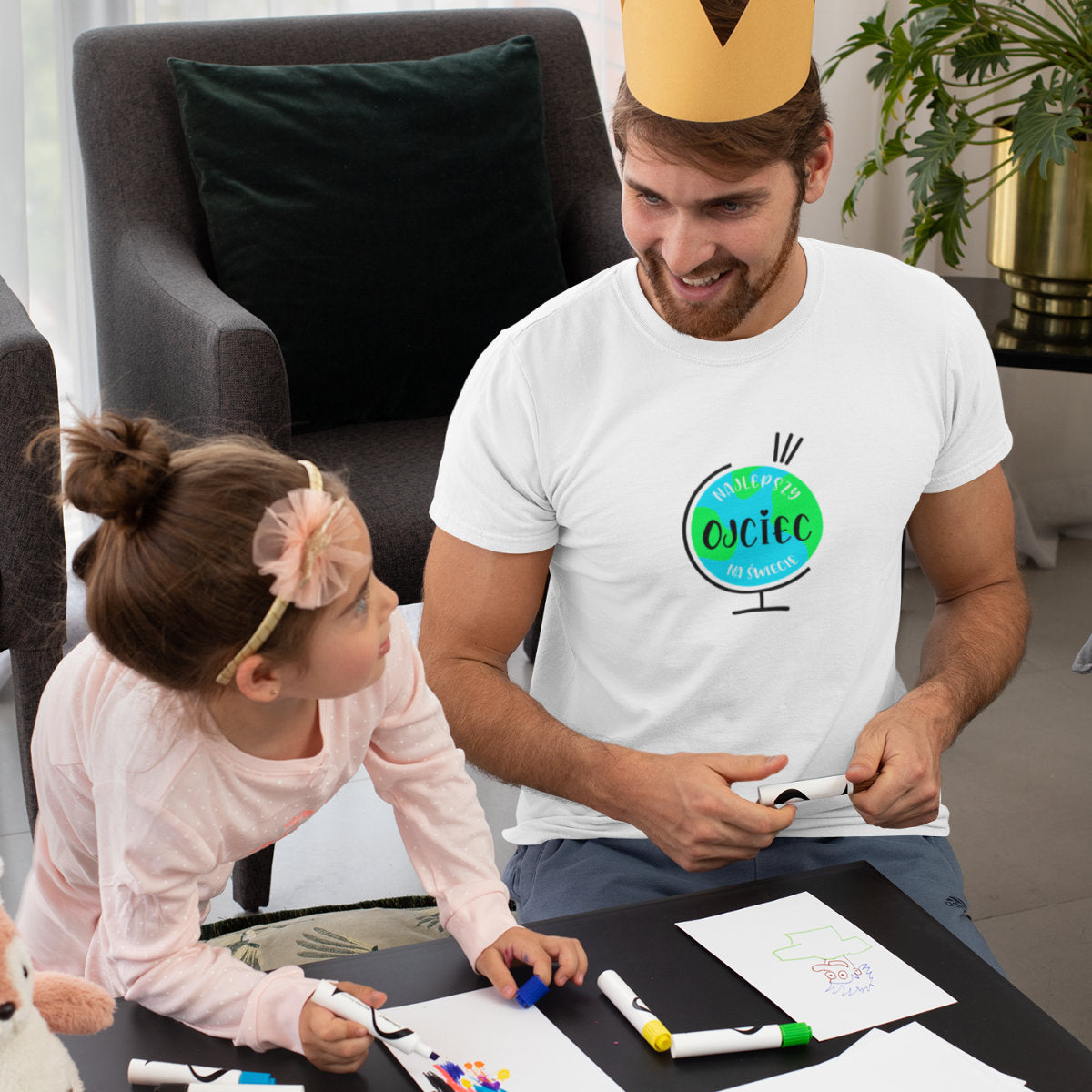 Biały UNISEX T-shirt Najlepszy ojciec na świecie