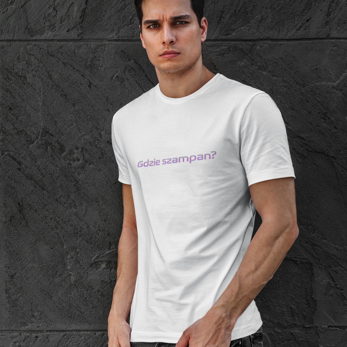 Biały UNISEX T-shirt Gdzie szampan?