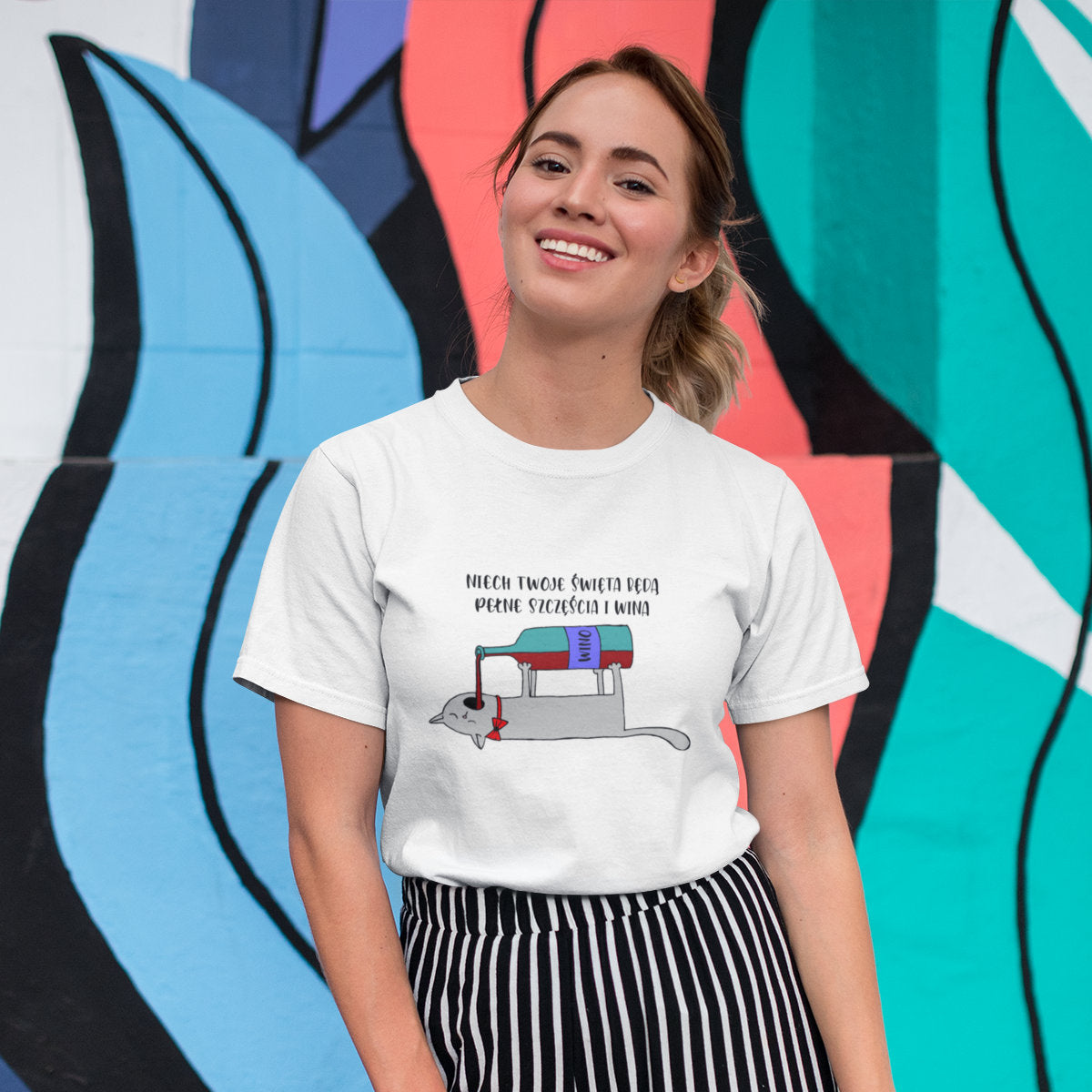 Biały UNISEX T-shirt Niech Twoje Święta