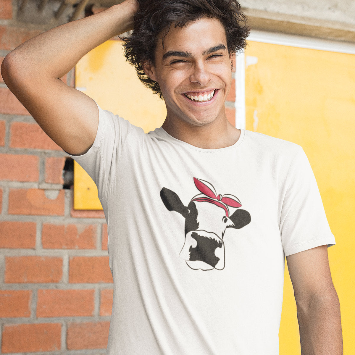 Biały UNISEX T-shirt Polska krowa