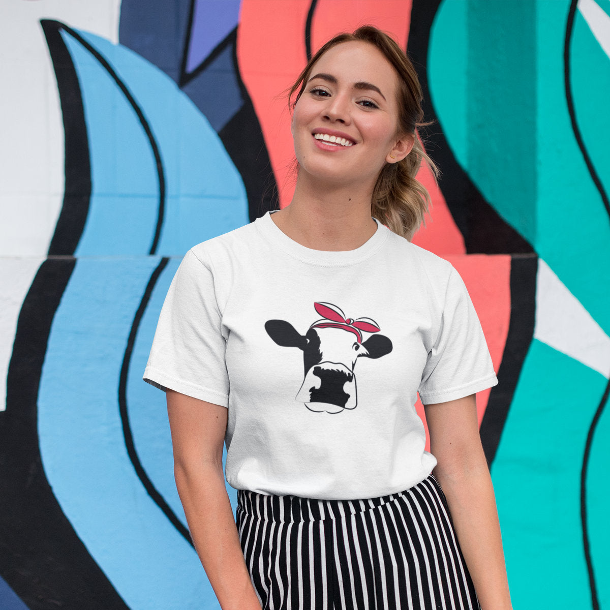 Biały UNISEX T-shirt Polska krowa