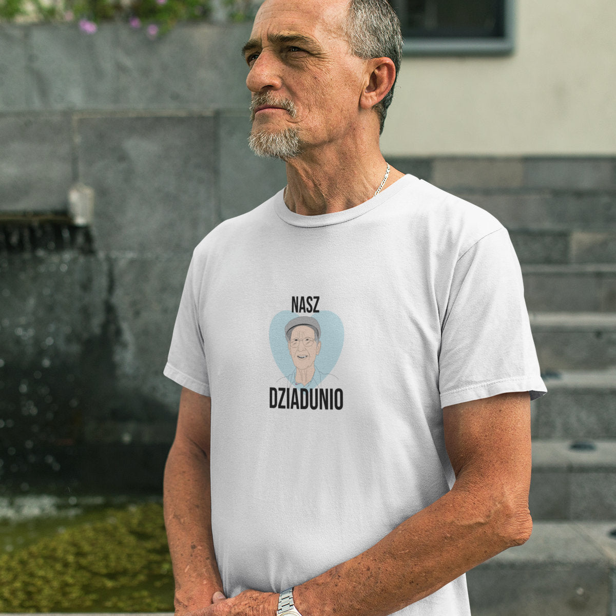 Biały UNISEX T-shirt Nasz dziadunio