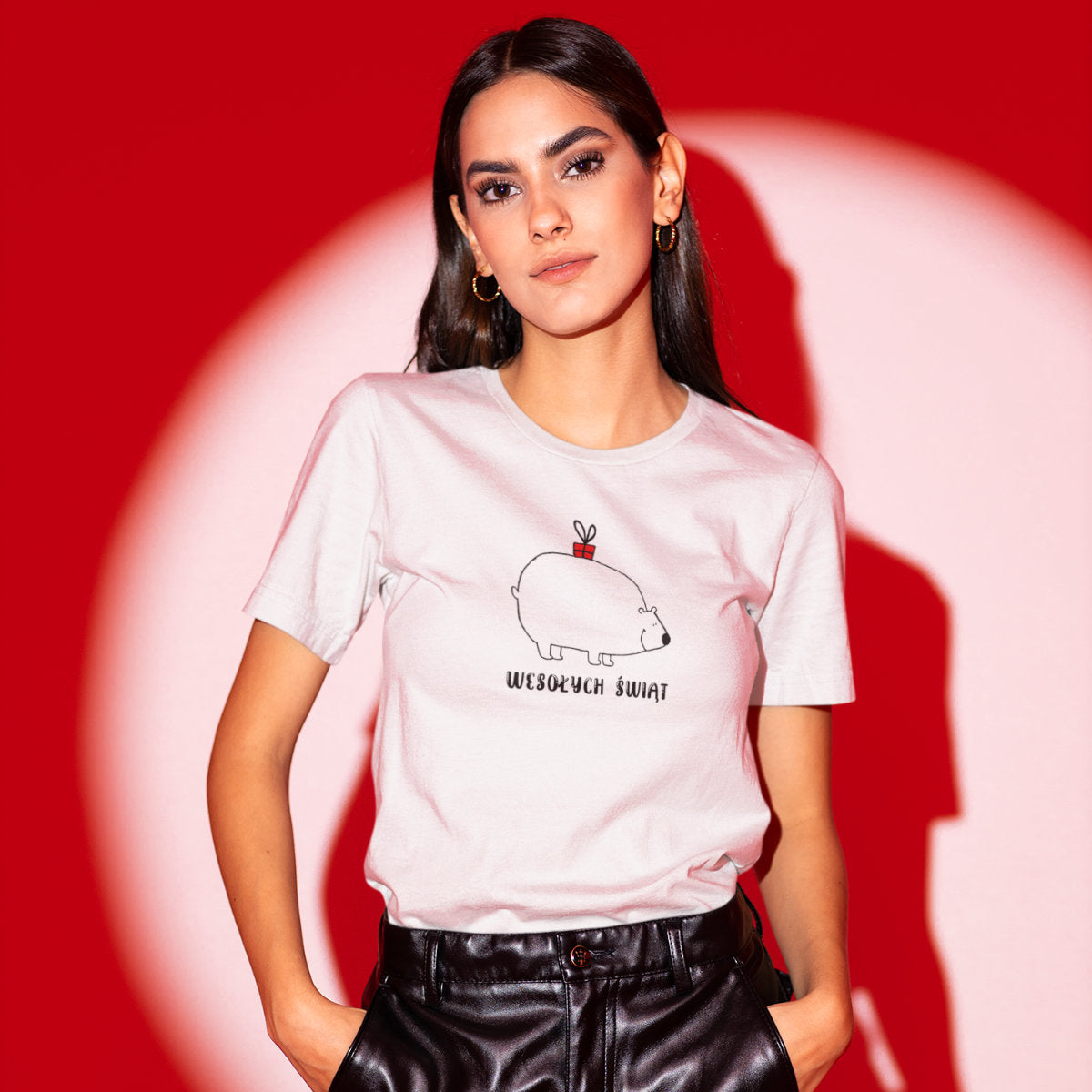 Biały UNISEX T-shirt Wesołych Świąt