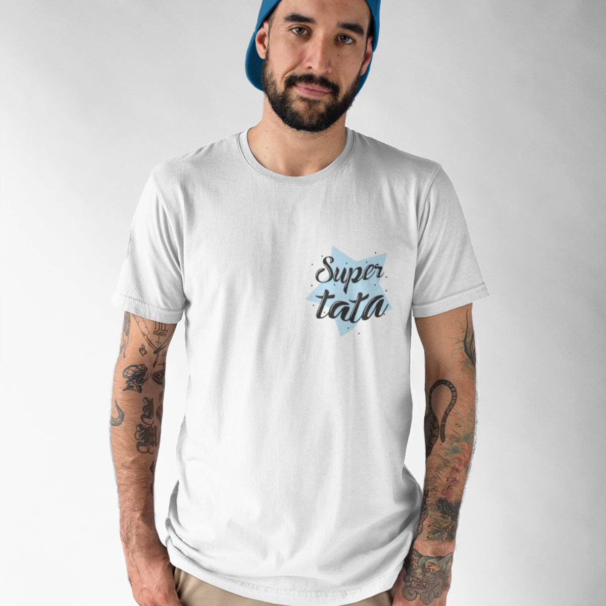 Biały UNISEX T-shirt Super tata