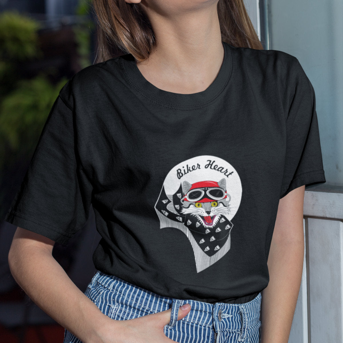 Czarna koszulka "Biker heart"