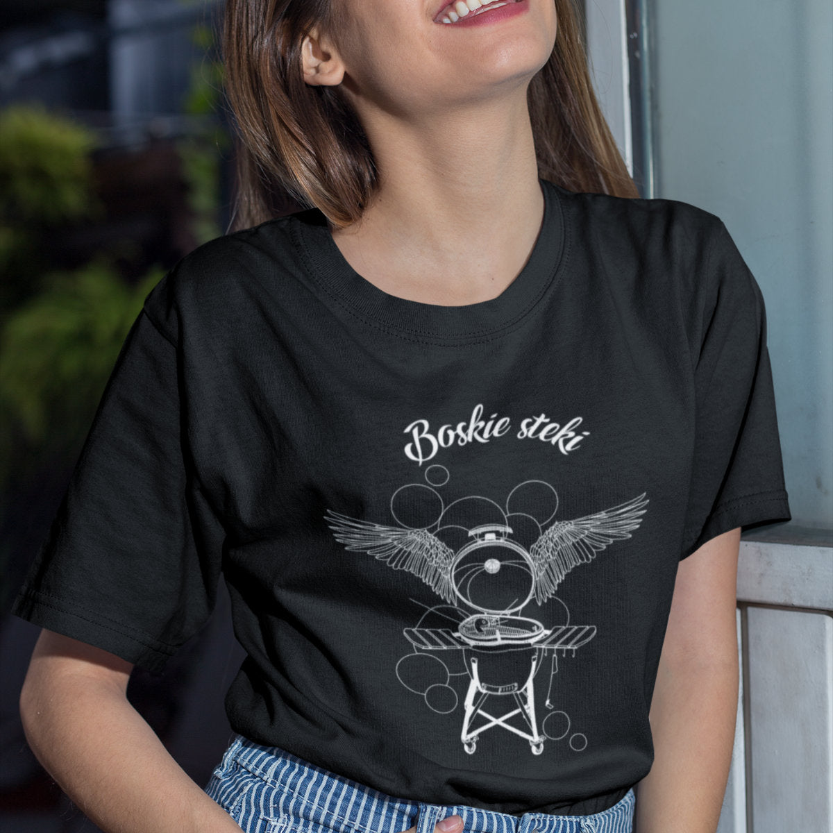 Czarny UNISEX T-shirt Boskie steki