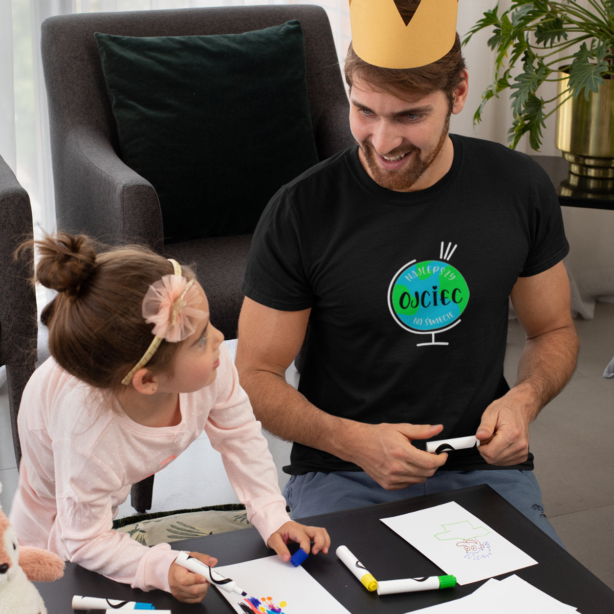 Czarny UNISEX T-shirt Najlepszy ojciec na świecie