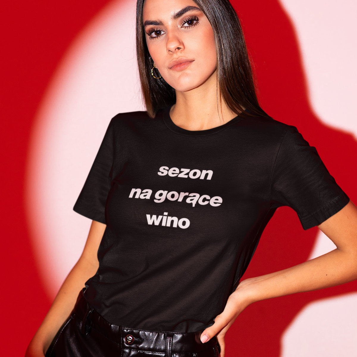 Czarny UNISEX T-shirt Sezon na gorące wino