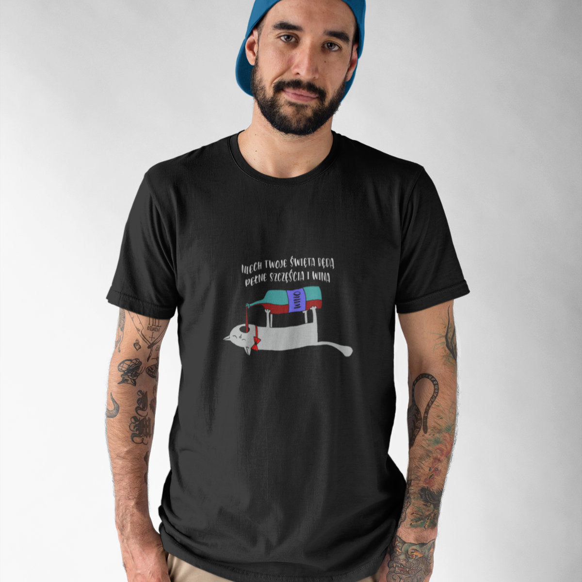 Czarny UNISEX T-shirt Niech Twoje Święta