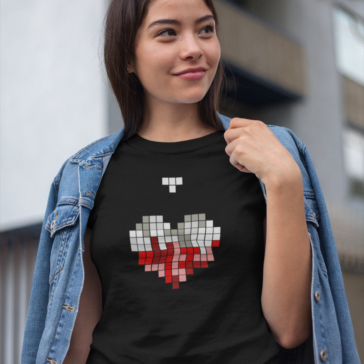Czarny UNISEX T-shirt Polski tetris