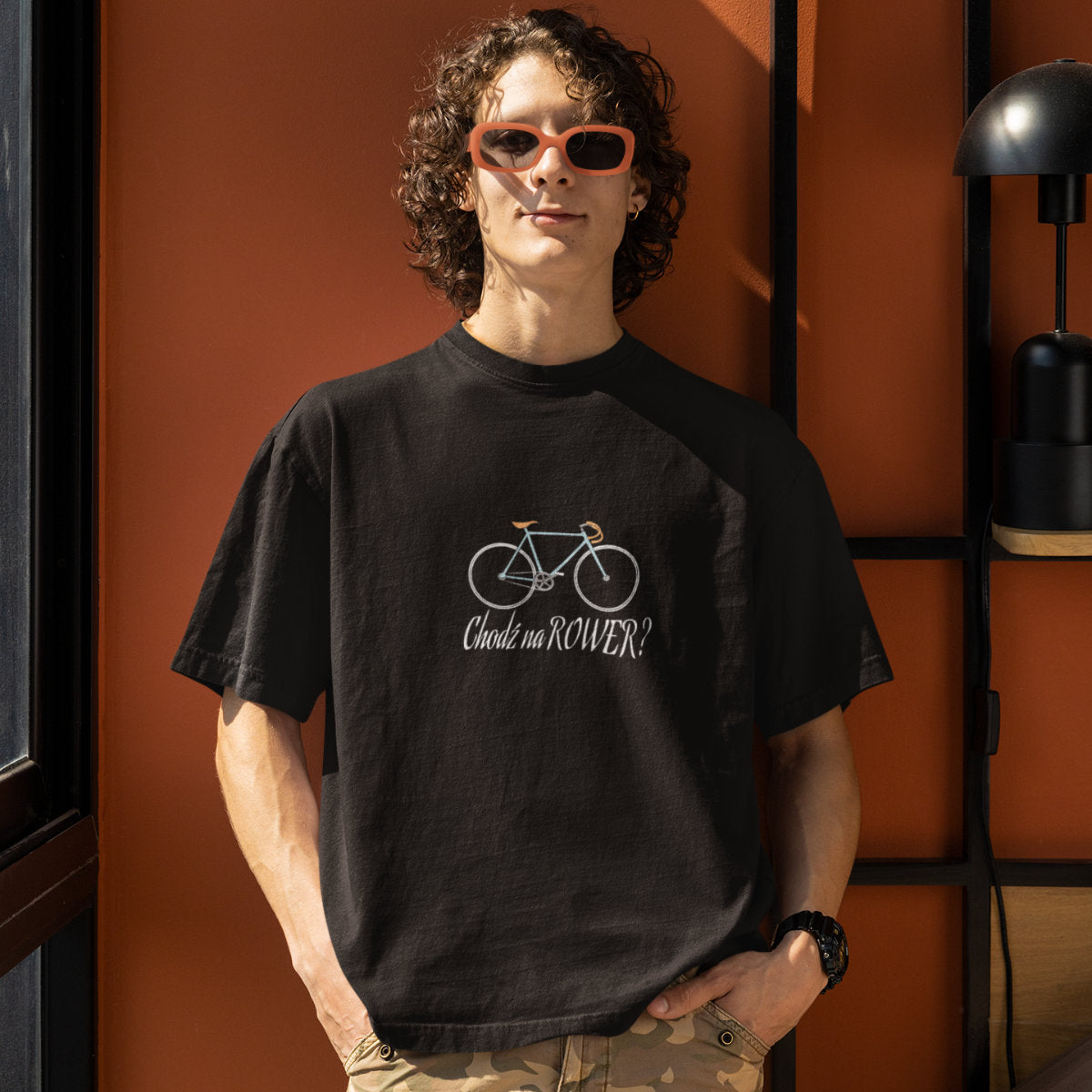 Czarna koszulka UNISEX "CHODŹ NA ROWER?"