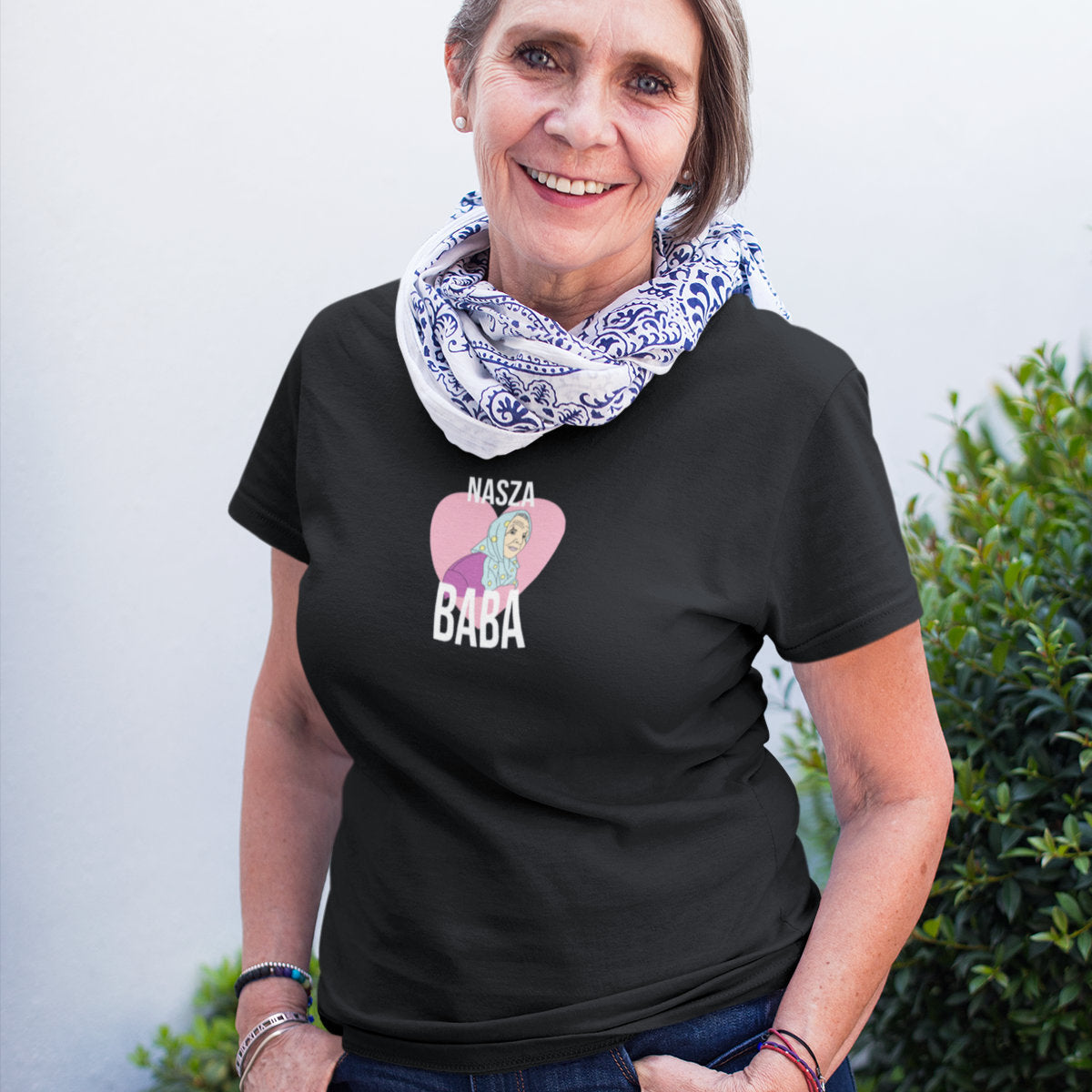 Czarny UNISEX T-shirt Nasza baba