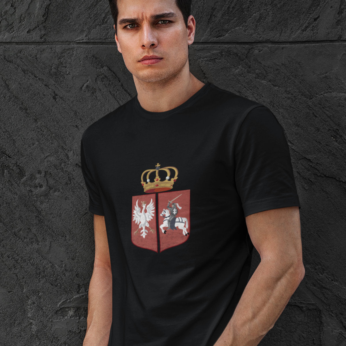 Czarny UNISEX T-shirt Herb powstańczy