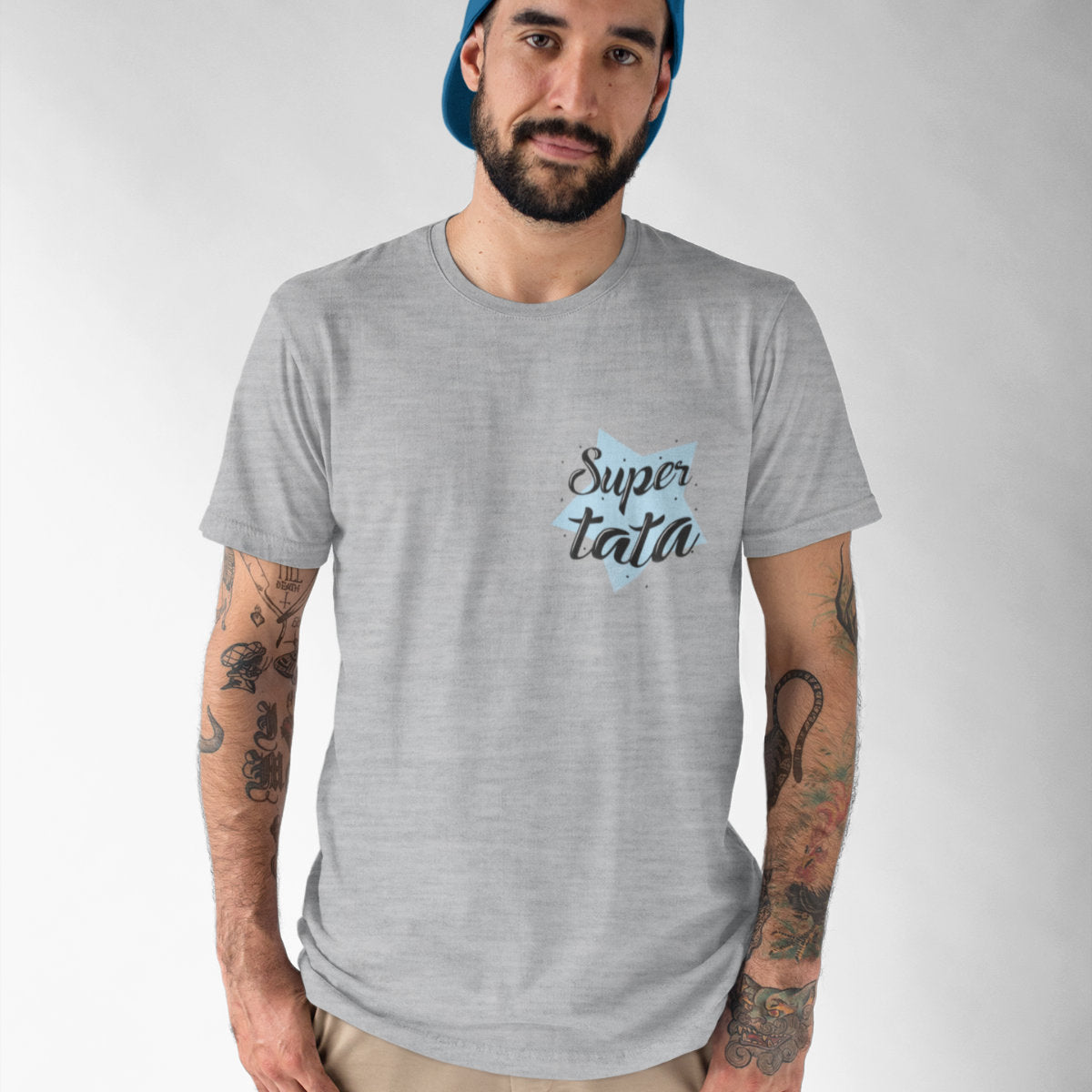 Szary Melanżowy UNISEX T-shirt Super tata