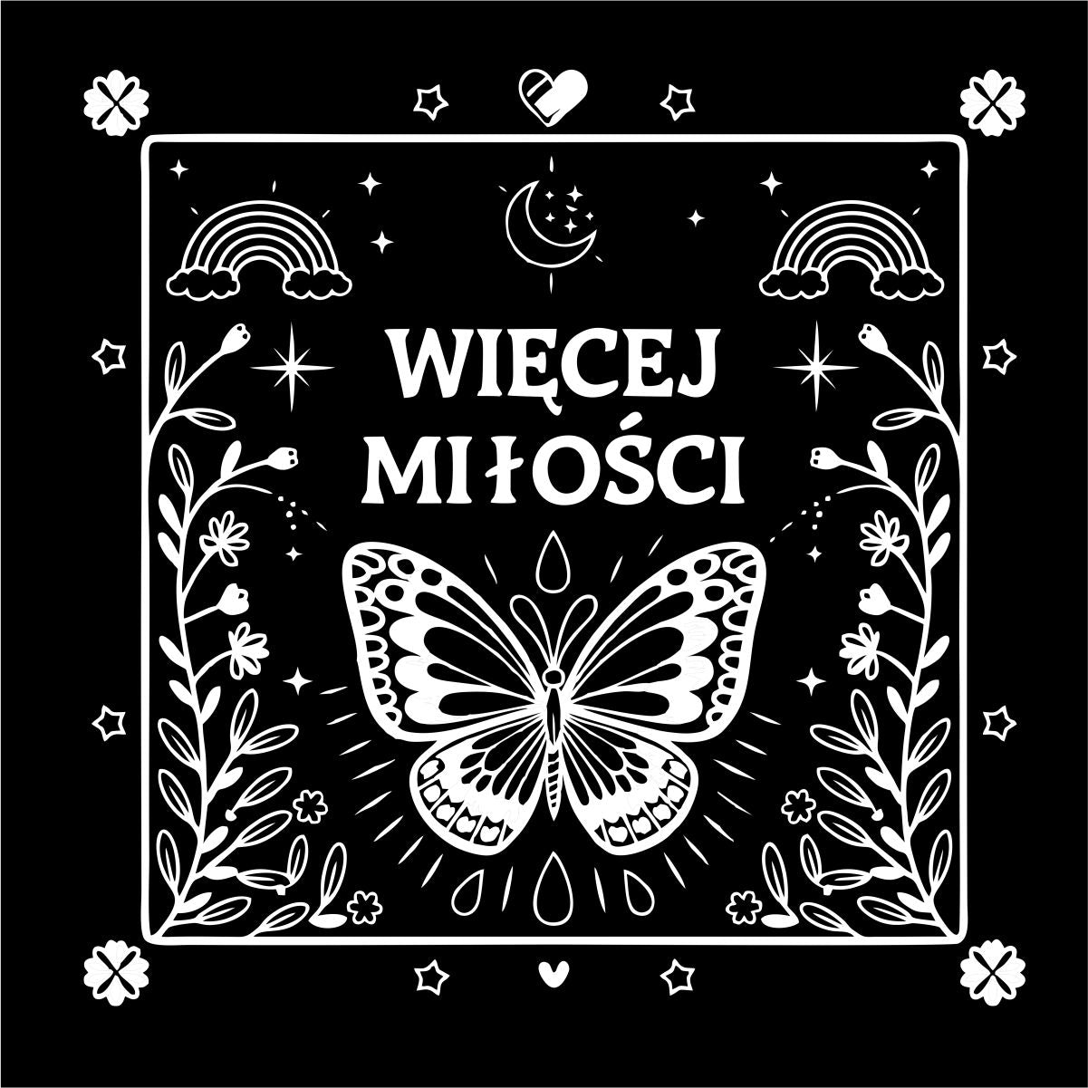 Czarna koszulka z nadrukiem na plecach "Więcej miłości"