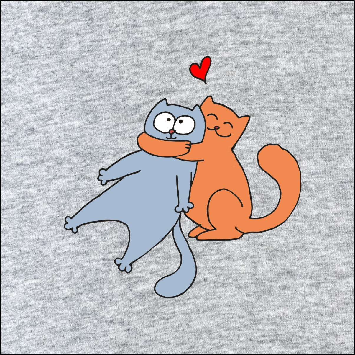 Hallikirjud kapuutsita dressiplusid paaridele „Kallistavad kassipojad”