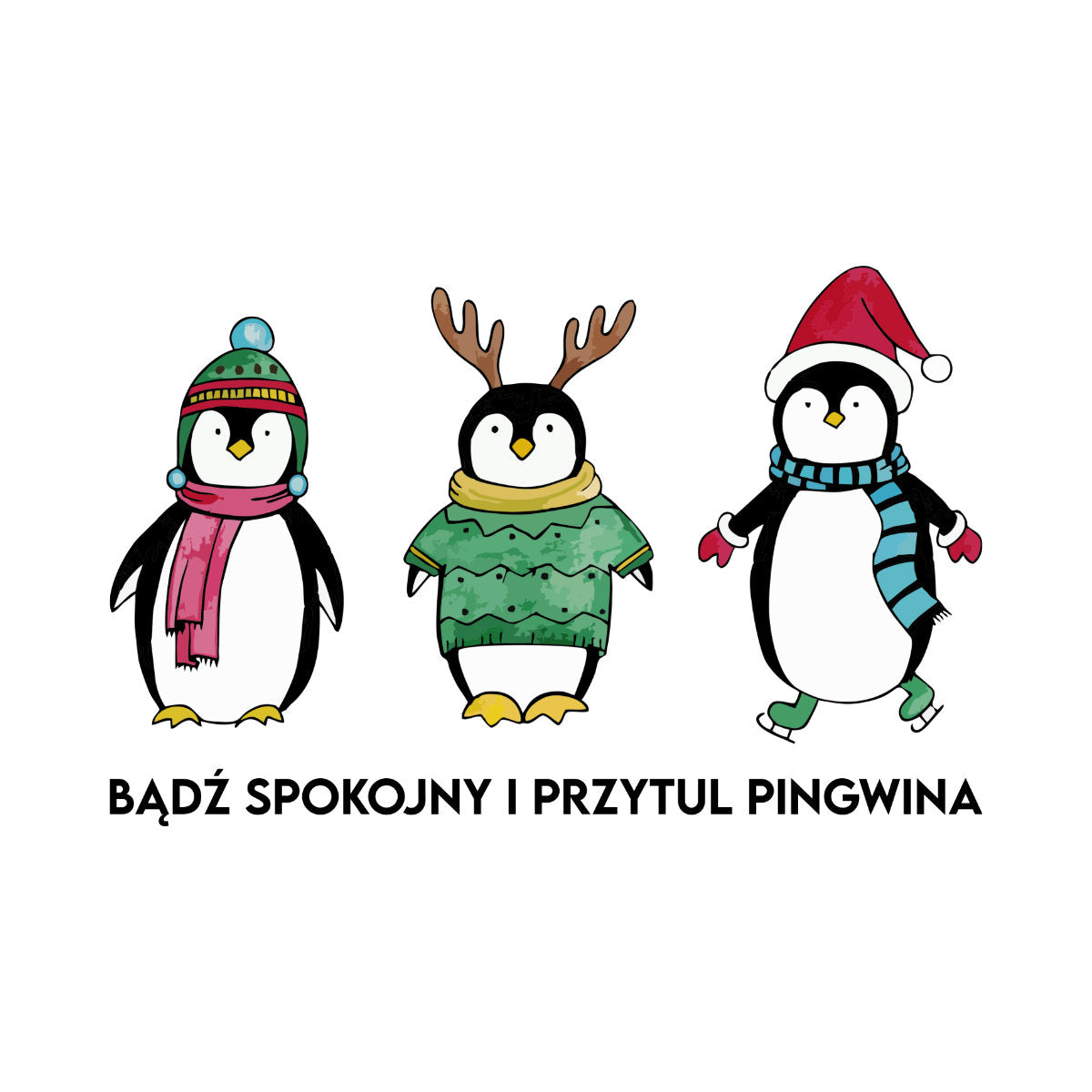 Biały UNISEX T-shirt Przytul pingwina