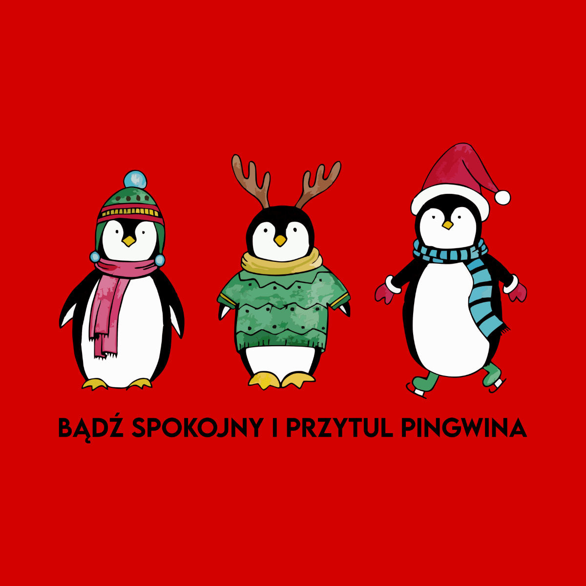 Czerwona bluza Przytul pingwina