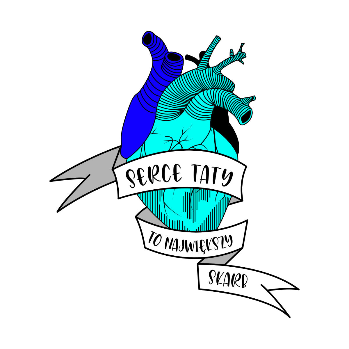 Biały UNISEX T-shirt Serce taty