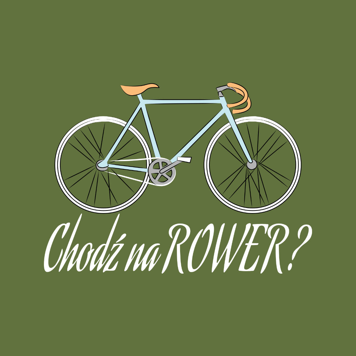 Khaki UNISEX koszulka "CHODŹ NA ROWER?"