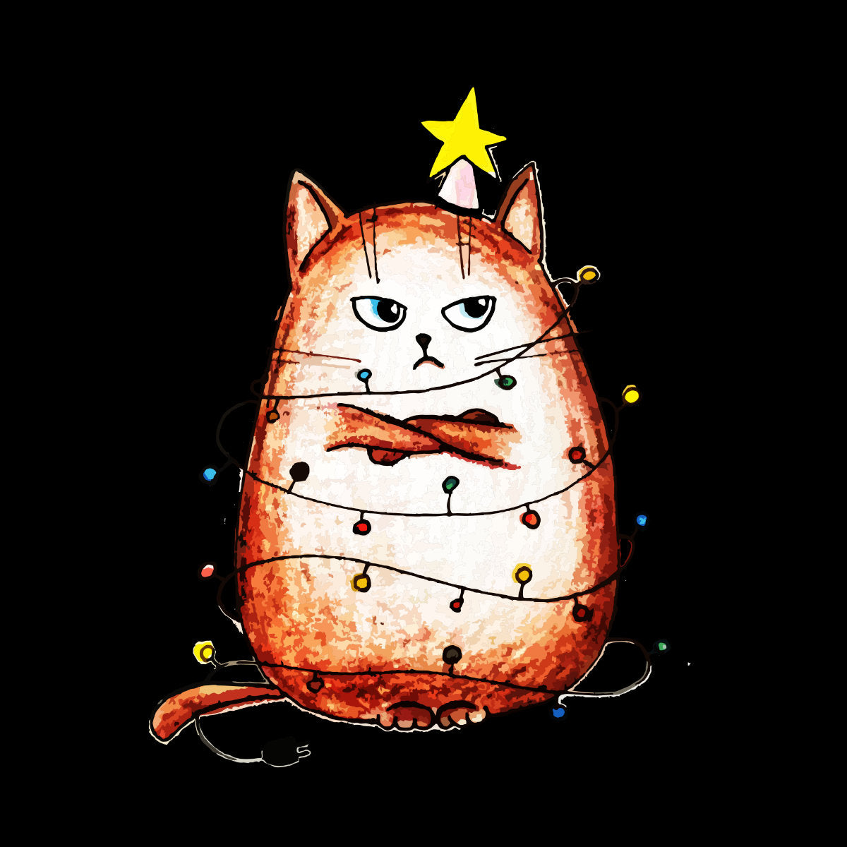 Czarny UNISEX T-shirt Zły kot