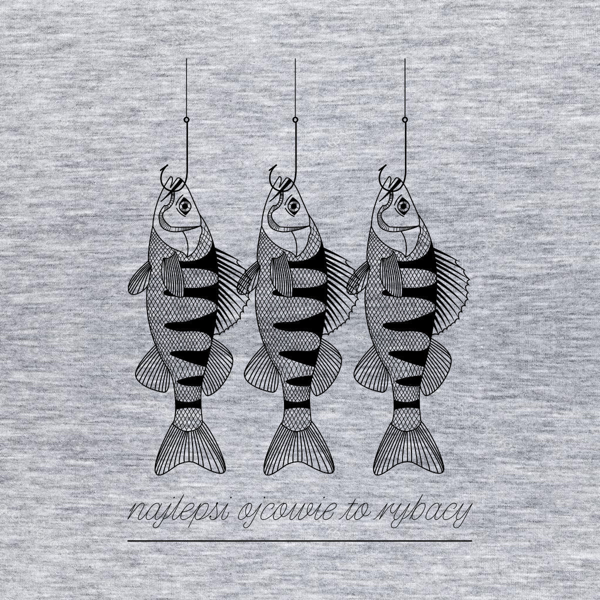 Szary Melanżowy UNISEX T-shirt Najlepsi ojcowie to rybacy